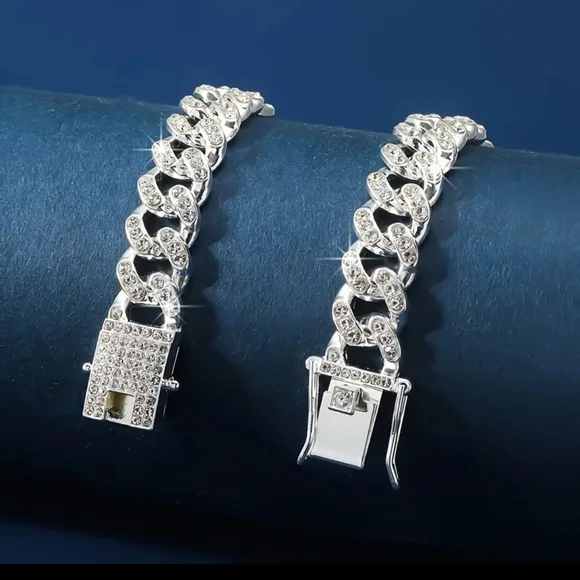 SOLD (Sold elsewhere)Hip Hop Style Cuba Silver Chain Womens Necklace - Picture 5 of 6